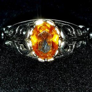 S.S. SETA Citrine Butterfly Filigree Ring Sz 10